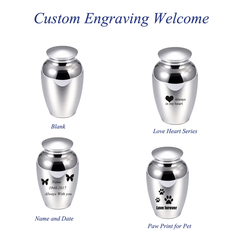 

IJU001 Free Custom Engrave Memorial Adults Ashes Urn Stainless Steel High Capacity Cremains Lockets Holder Funeral Keepsake Urn