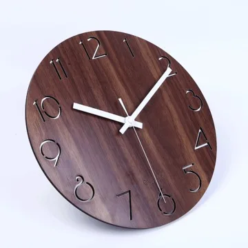 Simple wooden wall clock, living room wall clock, creative fashion quartz clock
