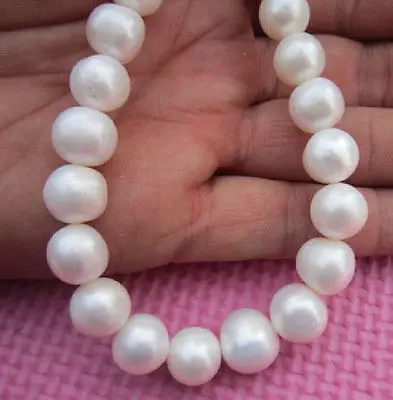 

BEAUTIFUL 12-13MM SOUTH SEA NATURAL WHITE PEARL NECKLACE YELLOW GOLDEN CLASP >Selling jewerly free shipping