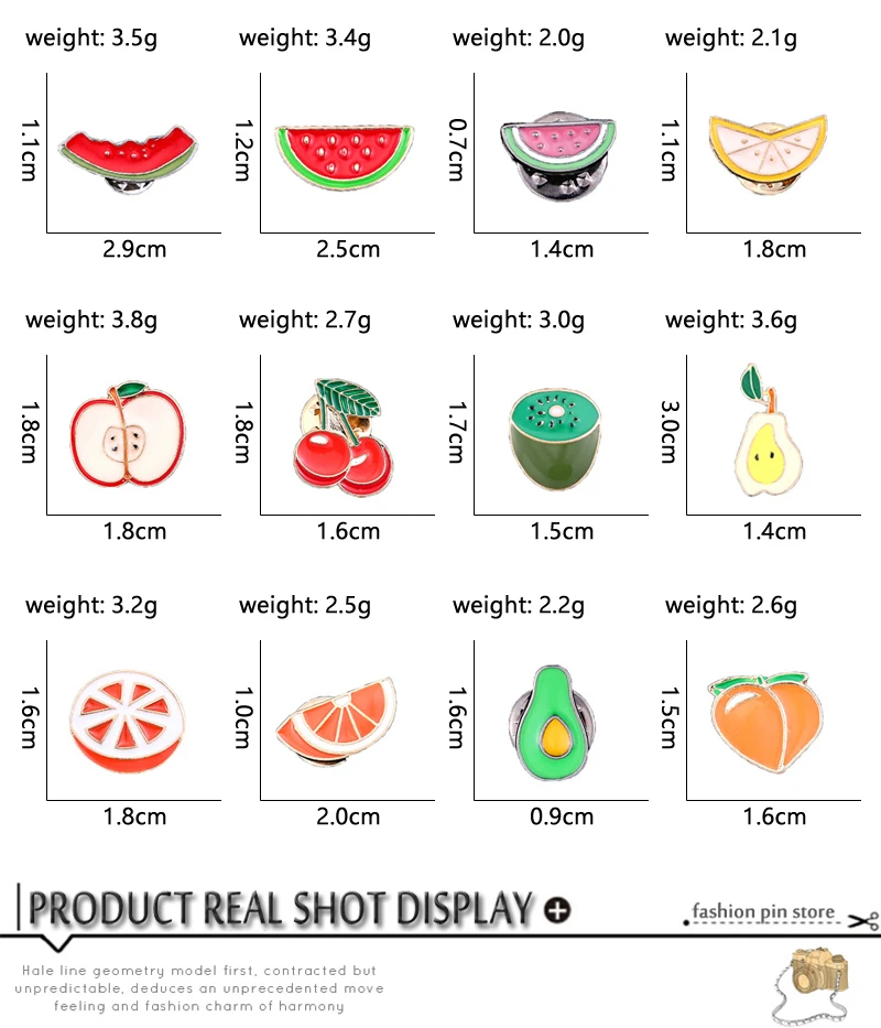 Арбуз клубника оранжевый банан ананас черешня авокадо металлические эмалированные булавки значок мультфильм фрукты модные броши для женщин
