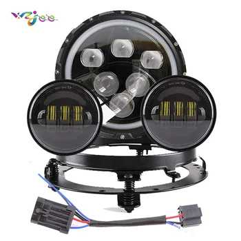 

WZJOO Full Set 7" Led Headlight + 2x 4.5 Inch LED Auxiliary Lamp + Bracket Adapter Ring For Universal Motorcycles