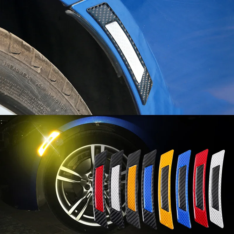 Car styling accessories 1 pair Carbon Fiber Reflective Fender Wheel Eyebrow Anti-Collision Safe Sticker | Автомобили и мотоциклы