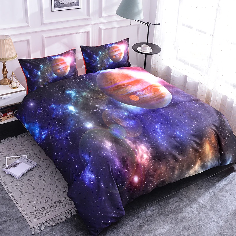 Galaxy Space Quilt Cover Duvet Cover Twin Full 3D Starry Bedding Set Pillowcases