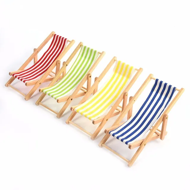 Miniature Colorful Stripe Wooden Diy Lounge Beach Lawn Chair Miniature Colorful Stripe Wooden Diy Lounge Beach Lawn Chair Dollhouse Garden Ornaments