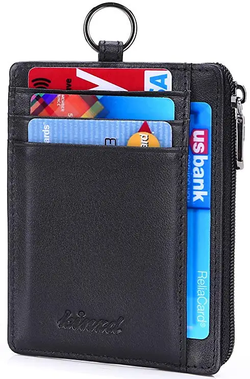 

100% Napa Genuine Leather Slim Wallet RFID Front Pocket Wallet Minimalist Secure Thin Credit Card Holder Light Travel
