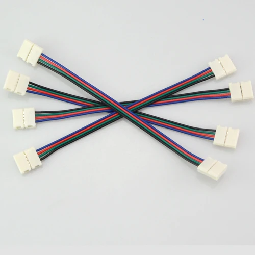 

4pin RGB Led Strip No Soldering Double Connector Clip Cable Led Tape Extension Wire For 3528 5050 RGB Strip light Accessories