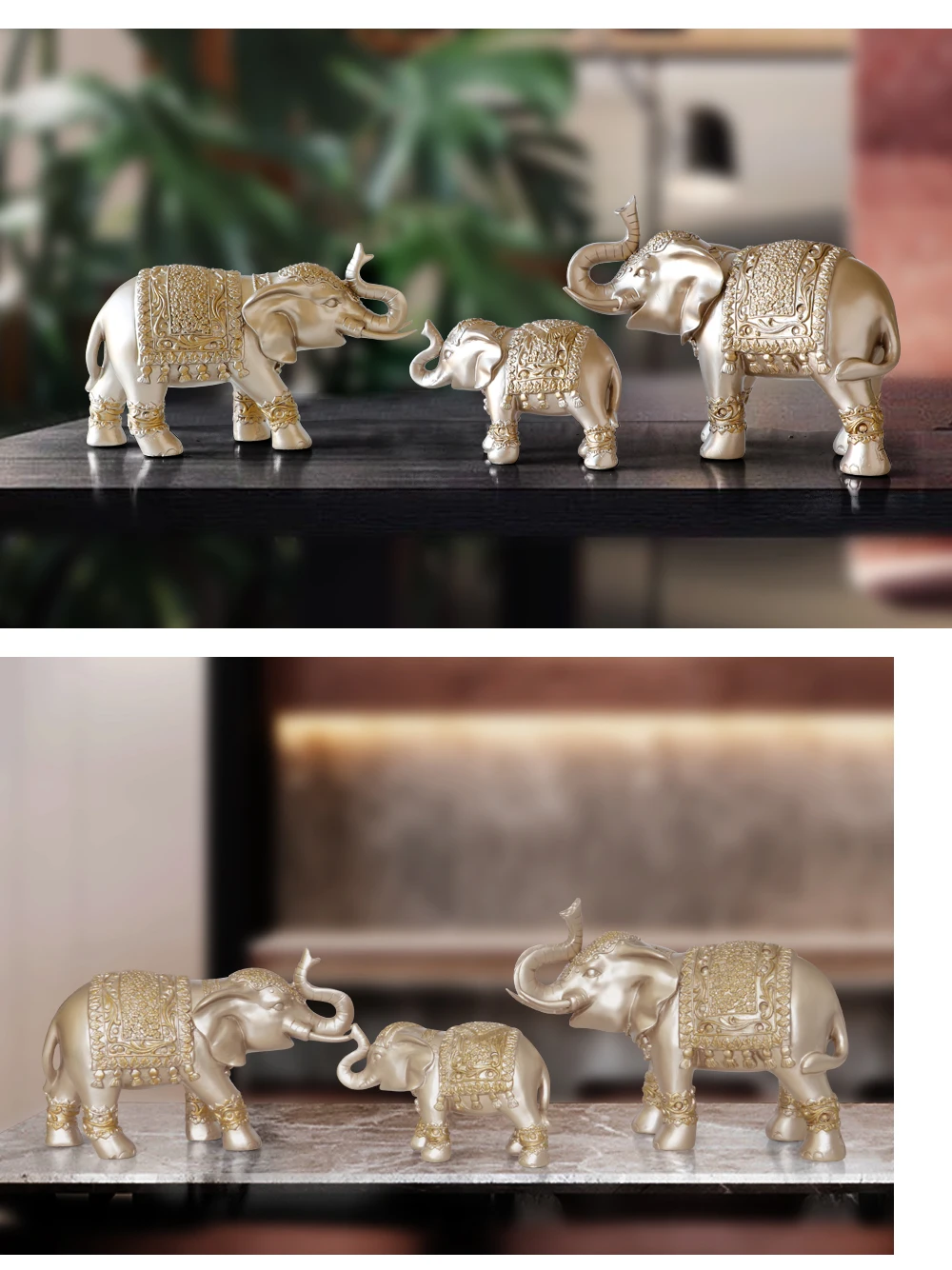 Семейная статуэтка слона из смолы Таиланд статуя слона для офиса гостиной ручной работы украшения для дома милые животные украшения