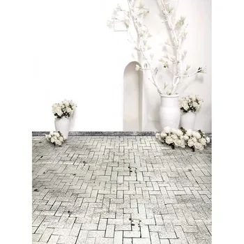 

Vinyl White wall for Wedding Photography Background Backdrops Brick floor backgrounds for photo studio