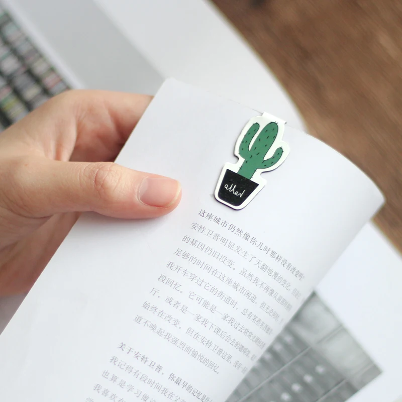 Cute Cactus Magnetic Bookmarks Paper Clip Fridge Stickers School Office Supply Escolar Papelaria Gift Stationery