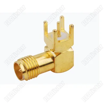 

10Pcs RP-SMA Female Male Plug Center Pin Right Angle 90 degree Solder PCB Mount RF Connector