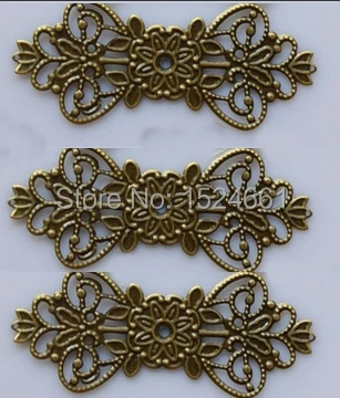 

Antique Bronze Filigree Flower Wraps Connectors 74x31mm *bead caps toggle clasp brooch findings connector charms