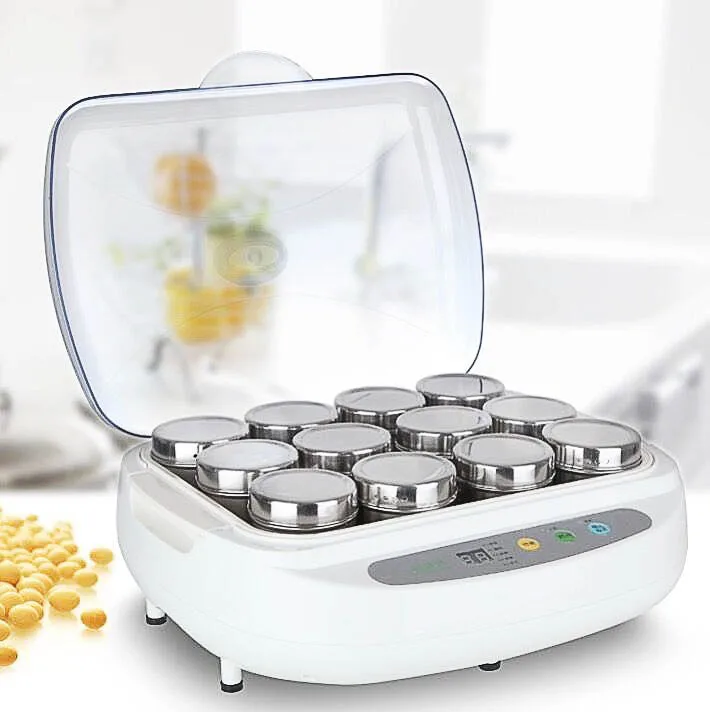 

Automatic Electric Natto Maker Stainless Steel Cups Yogurt Tempeh Pickled Vegetable Rice Wine Machine Leben Fermenter 2.5L