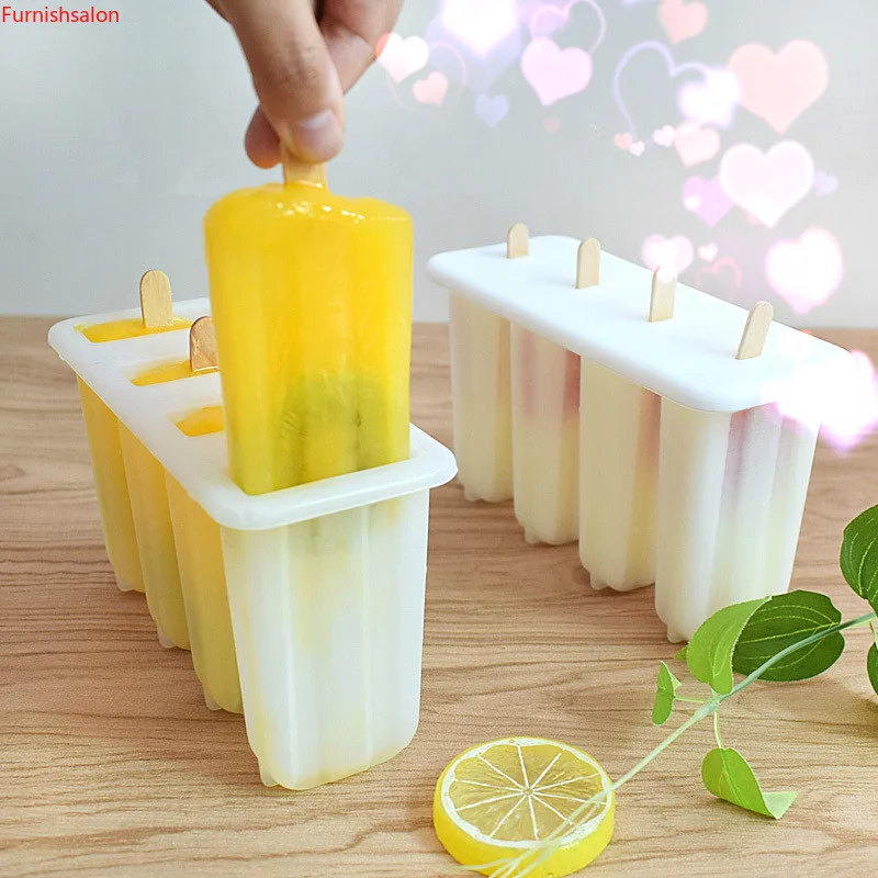 

4/6 Cavity Ice Cream Mold Maker Home DIY Food grade PP material With Popsicle tray popsicle molds cute cool good colors