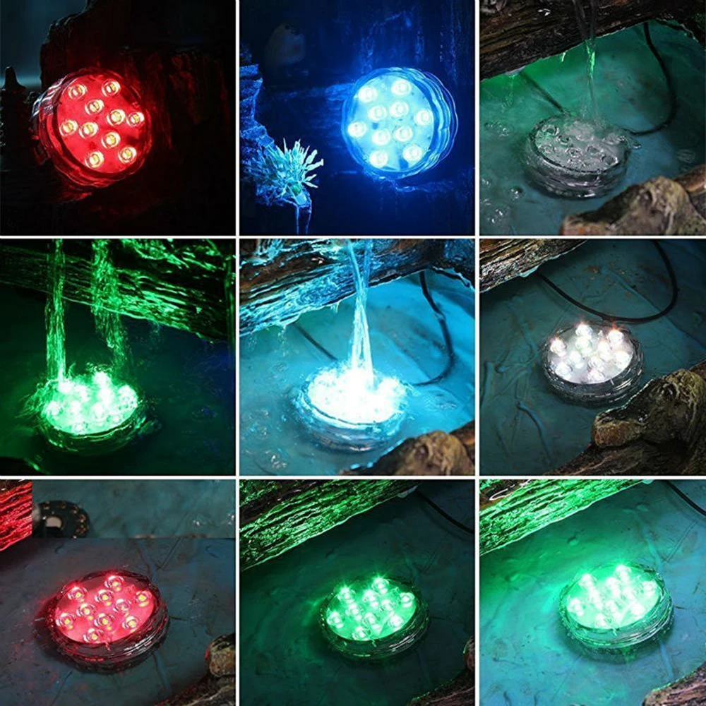 1PC Submersible LED Underwater Lights Waterproof RGB Colors Remote Control Wireless Vase Light Party Wedding Pool Light  Lamp Solar Powered Color Changing 