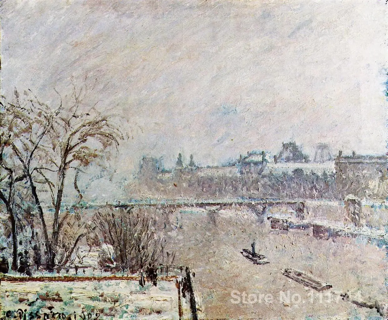 

buy a painting The Seine Viewed from the Pont Neuf Winter Camille Pissarro home decor High quality Hand painted