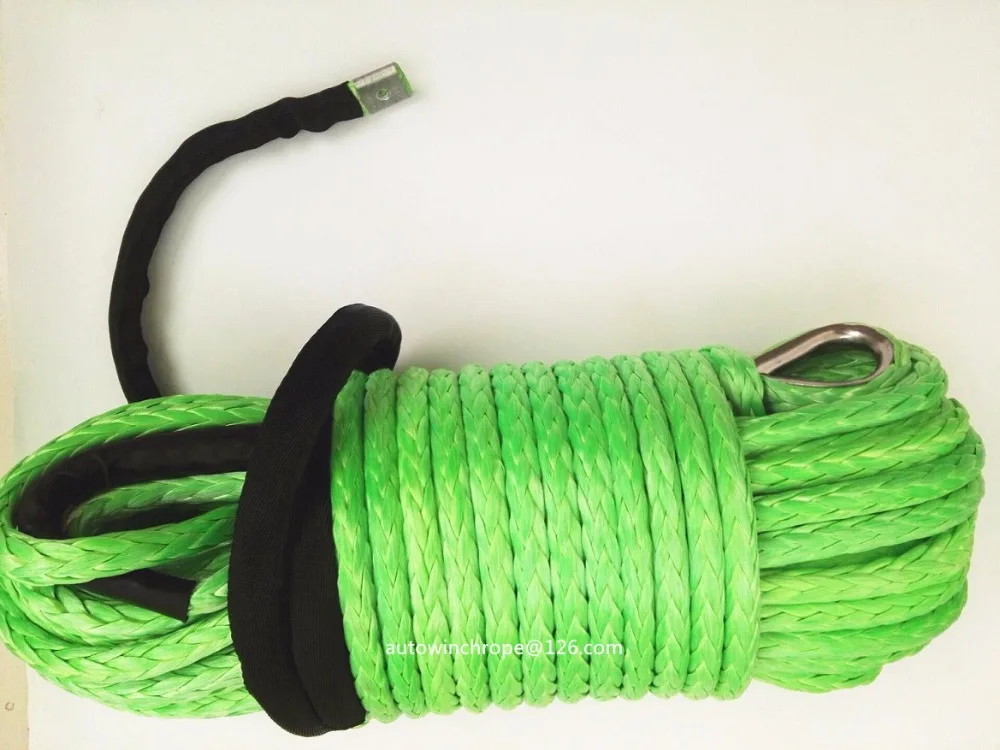 

Green 12mm*45m Synthetic Winch Rope with Thimble and Sheath,ATV Winch Cable,Winch Rope 12mm,Plasma Rope