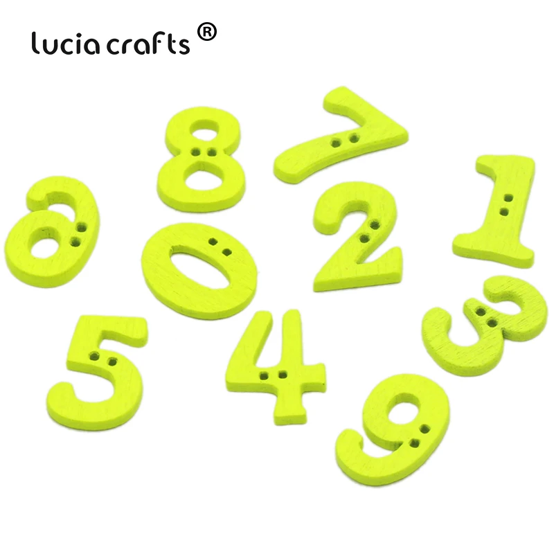 Lucia crafts, 100 шт./лот, 14-21 мм, с узором в виде цифр, пуговицы для шитья, 2 отверстия, сделай сам, ручная работа, аксессуары для скрапбукинга, E0213