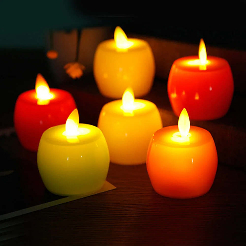 1Pcs LED Simulation Candle Multicolor Lamp Flame Flashing Tea Light