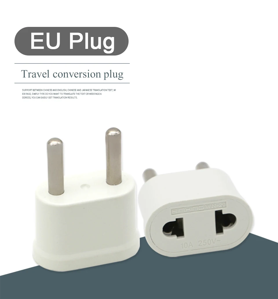1PC 4.8mm US To EU Plug USA To Europe Travel Wall AC Power Plug Charger Outlet Adapter Converter 2 Round Pin Electrical Socket (1)