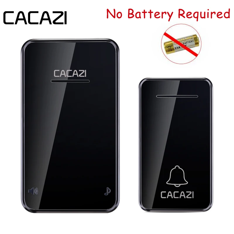 CACAZI No Battery Need Waterproof Wireless Doorbell 200M Remote Kinetic Electronic LED Light Ring Bell 1 Push Button+1 Receiver CACAZI No Battery Need Waterproof Wireless Doorbell 200M Remote Kinetic Electronic LED Light Ring Bell 1 Push Button+1 Receiver