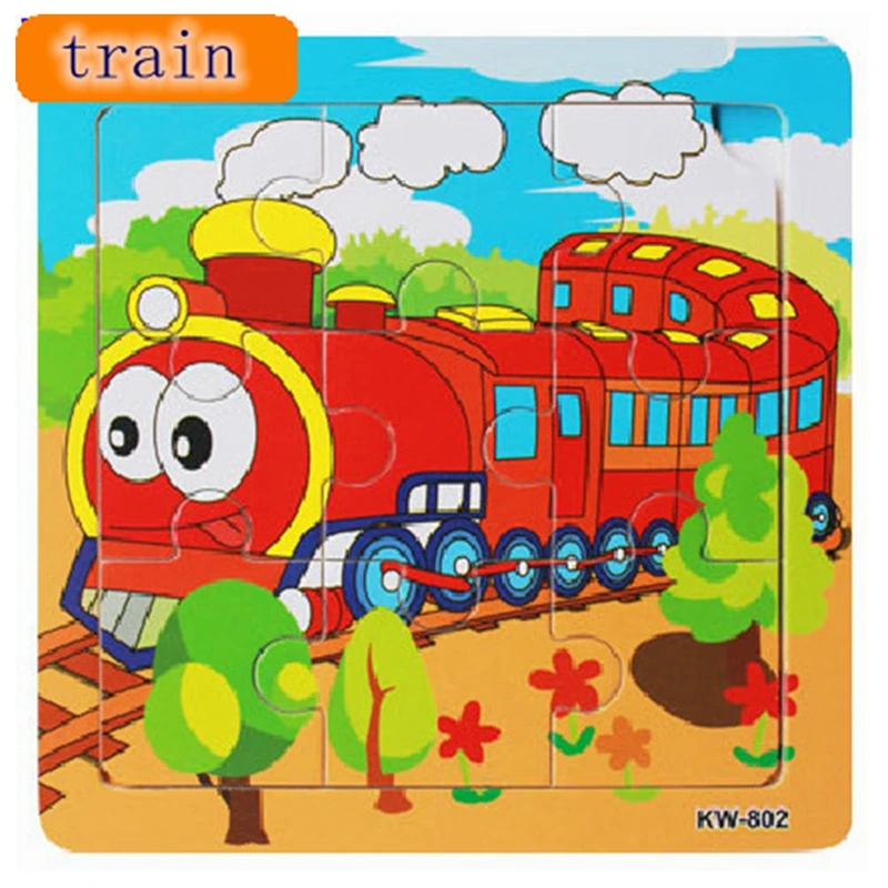 High quality Wooden Puzzle High Speed train Cartoon Style Toy Educational Children Wood Puzzles