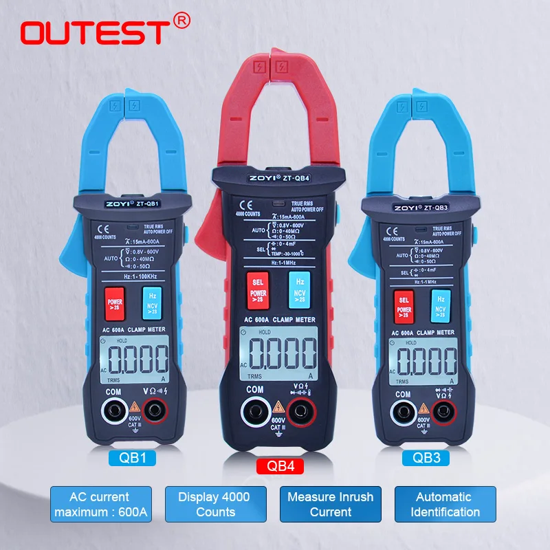 

OUTEST True RMS Digital Clamp Meter DC/AC Voltage AC Current Ampere NCV Ohm Tester Ammeter Multimeter Electrician Tool