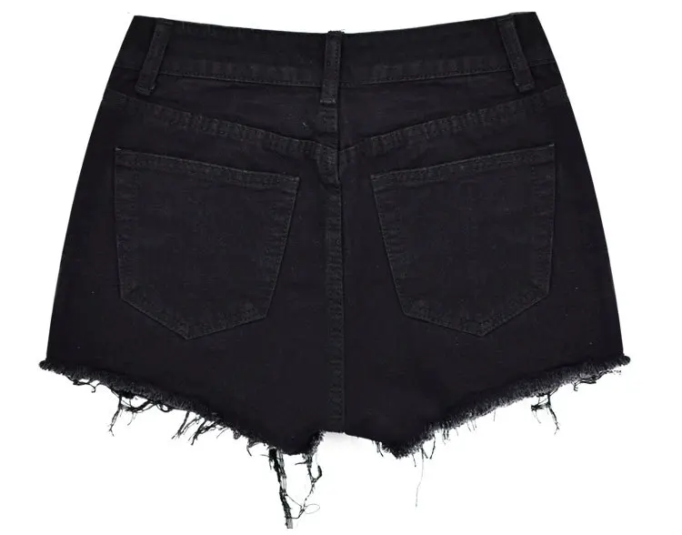 HCYO Для женщин Шорты с высокой талией джинсы Pure Black Джинсовые шорты Street Wear пикантные Для женщин с джинсовой Короткие джинсы Ленточки узкие