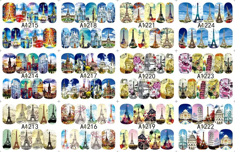 12 листов рождественские переводные наклейки для ногтей аксессуары инструменты A1141-1152 Снеговик Снежинка - Цвет: A1213-1224
