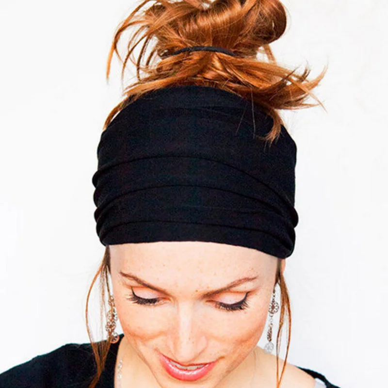 

Sale Soft Wide Elastic Hair band Women Yoga Turban Headband Wrap Scarf Girls Hair Accessories