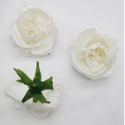 5PCS 7.5cm Peony Flower Head Silk Artificial Flowers For Wedding Decoration DIY Decorative Party Hotel Home Wreath Fake Flowers - Цвет: Белый