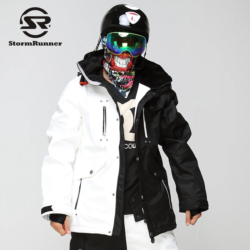 StormRunner Men's Snow ski Jacket white and black