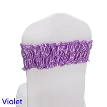 Фиолетовый цвет атласная лента на стул Свадебные украшения лайкра спандекс Sash подходит для всех стульев гофрированный пузырь лук галстук-бабочка отель Вечерние