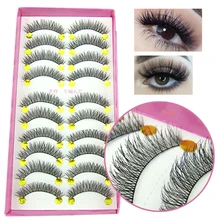 10 пар Крест на крест натуральный накладные ресницы крест накладные ресницы объемный Макияж Наращивание ресниц Поддельные ресницы Maquillaje