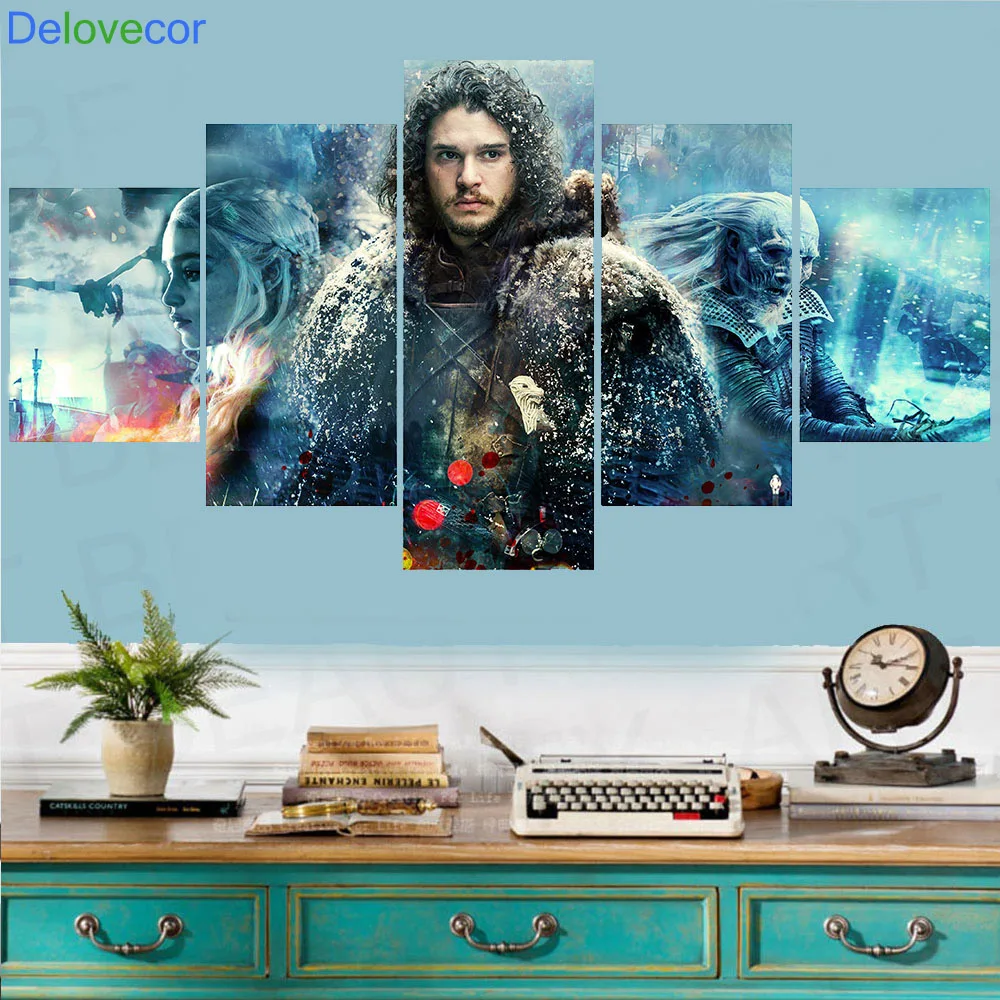 5 Stuck Wandkunst Game Of Thrones 7 Leinwand Malerei Wandbilder Fur Wohnzimmer Dekorative Bilder Drucken Poster Ungerahmt 5 Piece Wall Art Wall Art5 Pieces Aliexpress