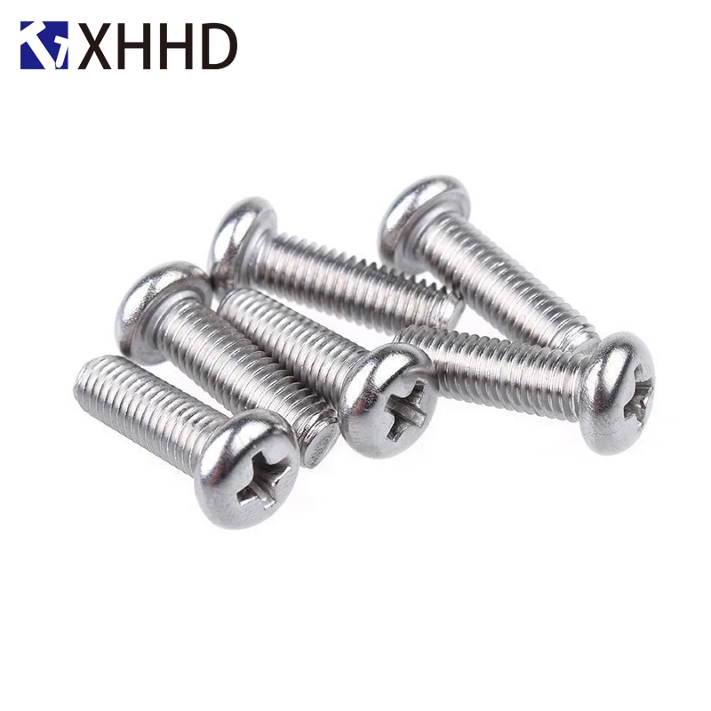 

304 Stainless Steel Phillips Pan Round Head Machine Screw Metric Thread Cross Recessed Bolt M1 M1.2 M1.4 M1.6 M2 M2.5 M3 M3.5