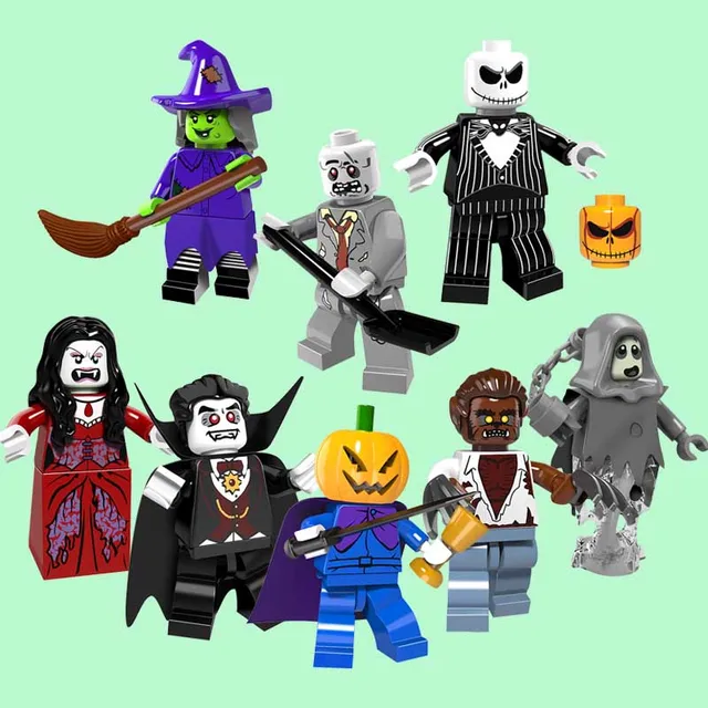 Best Price CZHY Halloween Figure PG8080 Skeleton Jack Witch Zombie Ghosts Pumpkin Man Werewolf Vampire Count Queen Xmas Building Blocks