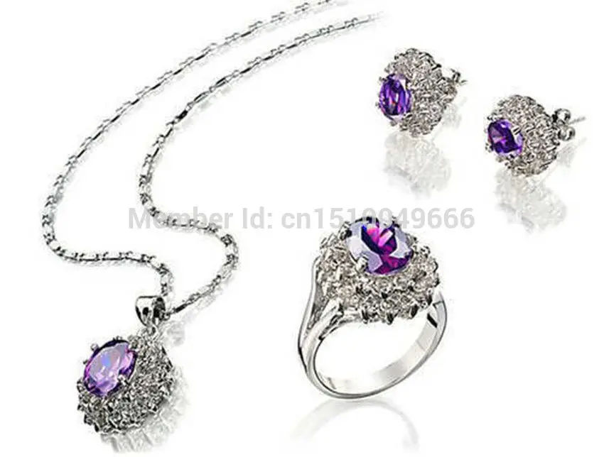 

Hot sale FREE SHIP>>>Fancy jewelry silver STONE earrings ring pendant set