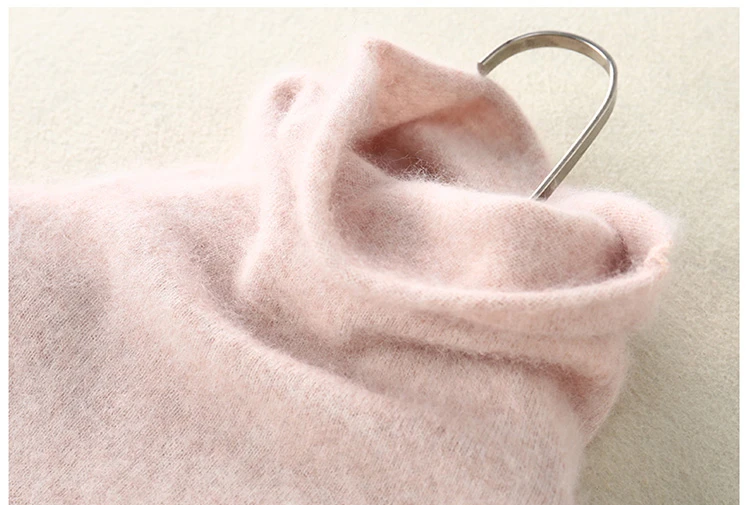 2020 New Spring Autumn Winter Pure Mink Cashmere High Collar Piles Women's Long-sleeved Sweater Pullover Warm Soft Casual | Женская