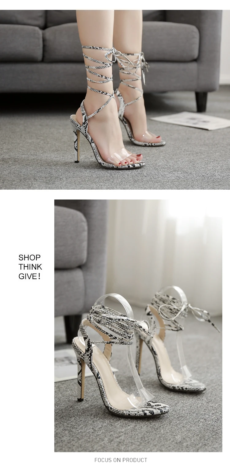 Aneikeh/ г.; модная женская обувь на высоком каблуке; женские туфли-лодочки с носком в форме змеиной кожи; прозрачные туфли на тонком каблуке с ремешком на щиколотке и шнуровкой