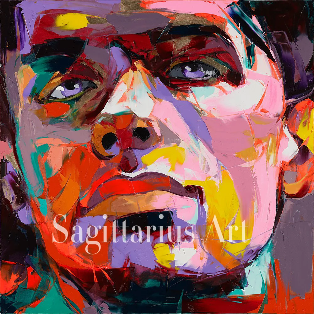 

Hand Painted Knife Palette Picture Home Multicolor Nielly Francoise Designer Abstract Living Room Oil Painting Canvens Cool Face