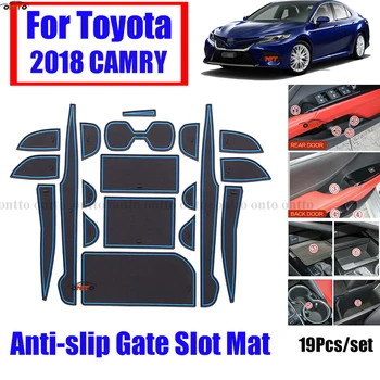 

19pcs/set Car Door Gate Slot Pad Cup Mat Rubber Auto Dust-water Cup Coaster Mat Covers Anti-slip For TOYOTA 2018 CAMRY 4 Colors