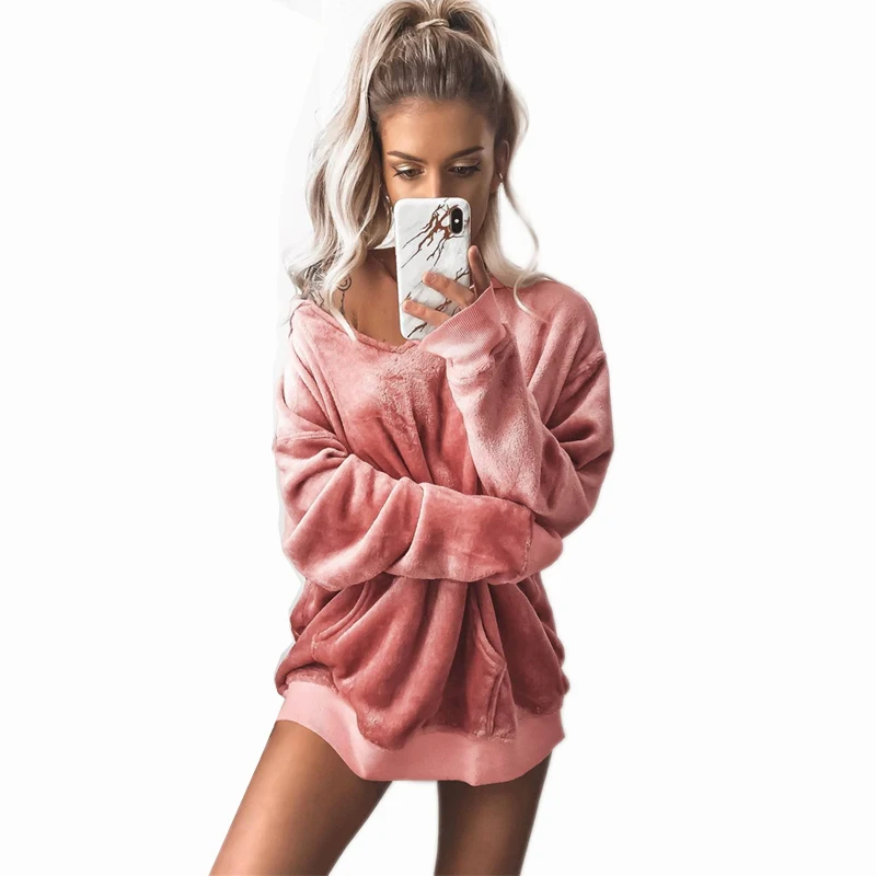 

Women's Long Sleeve top Casual Tops Fleece coat Sweet Loose Women's Hoodie Women's Sweatshirt Russian hot sale Women's Pullover