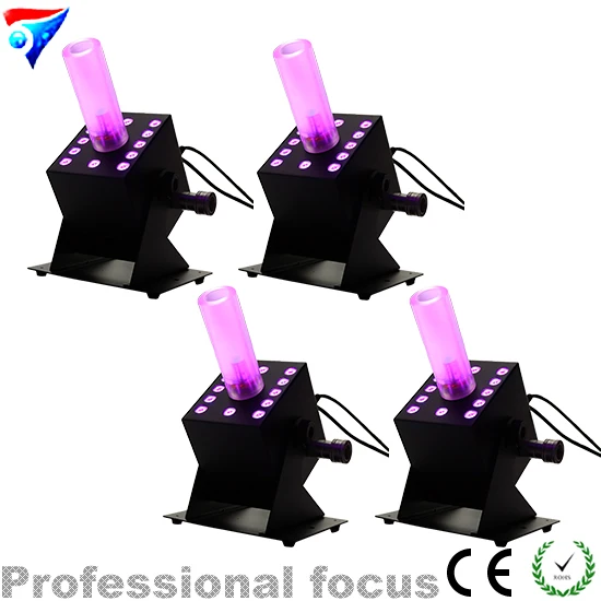

Free Shipping 4pcs/lot 12x3W RGB Led CO2 Jet Machine Cryo Jet Canon Stage Effect Fog Machine With Milky White Colum