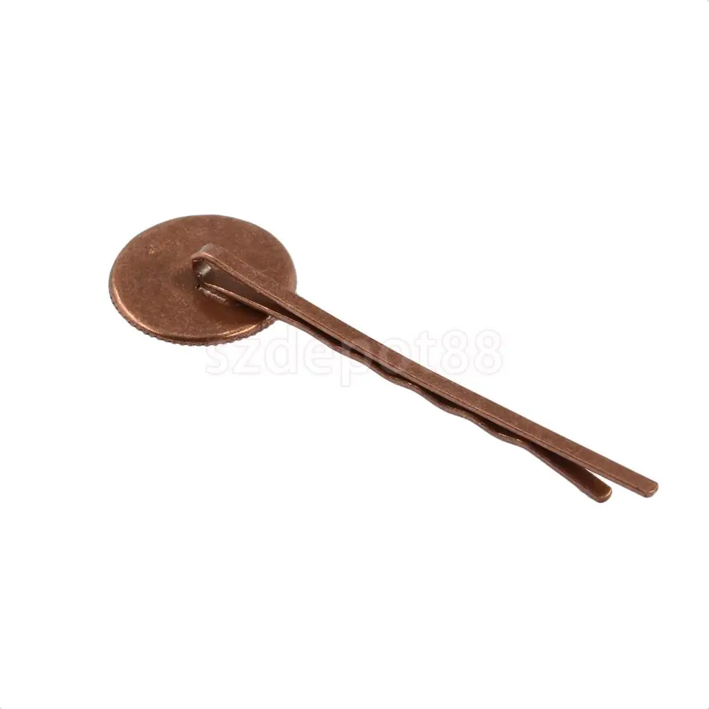 10 Pieces Vintage Brass Hair Slide with 18mm Pad Cabochon Bezel Setting Tray DIY Finding Craft 
