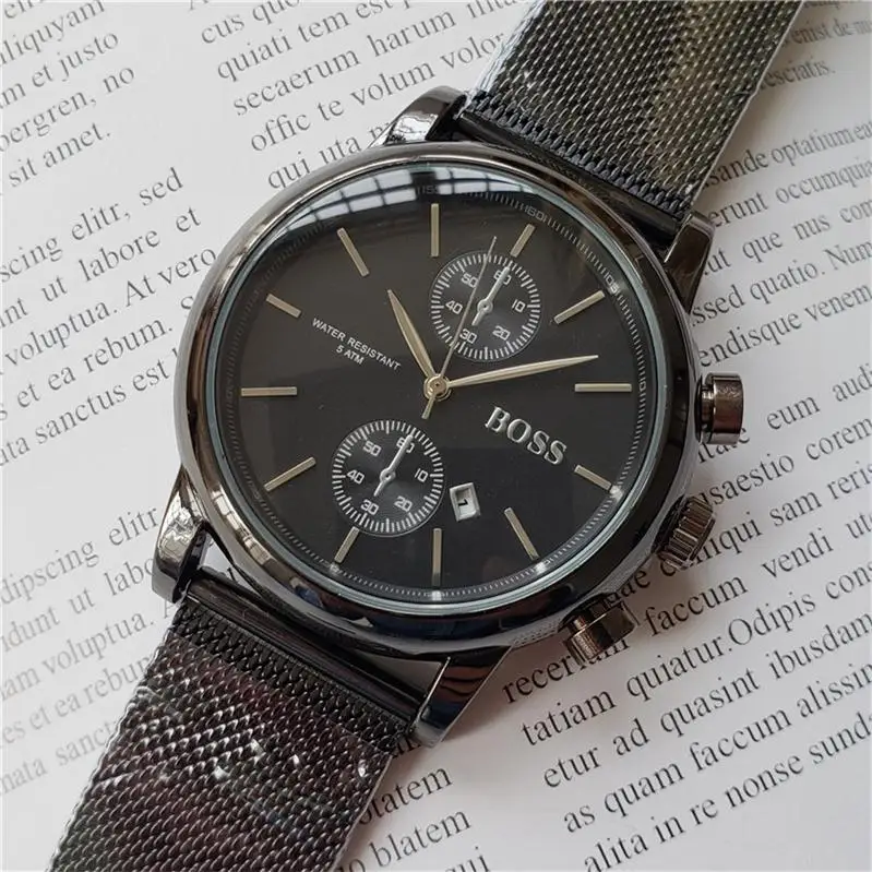 

Mens Watches Top Brand Luxury boss Famous Watches Fashion Casual Leather Men Watches Quartz Watch Clock Men Relogio Masculino Dr