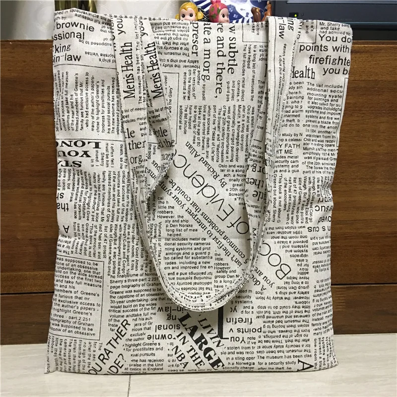 YILE хлопок лен хозяйственная сумка через плечо сумка для переноски эко многоразовая сумка с принтом английская газета L170213