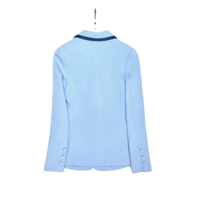 2019 Fashion Runway Design Elegant Office Ladies Blazer Single Button Light Blue Slim Jackets And Blazers Coat Female Outwear