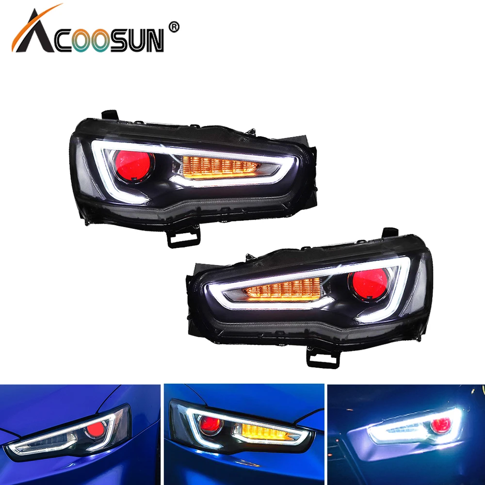 AcooSun для Mitsubishi Lancer EVO X 2008-2017 Автомобильная фара в сборе светодиодные DRL сигнал