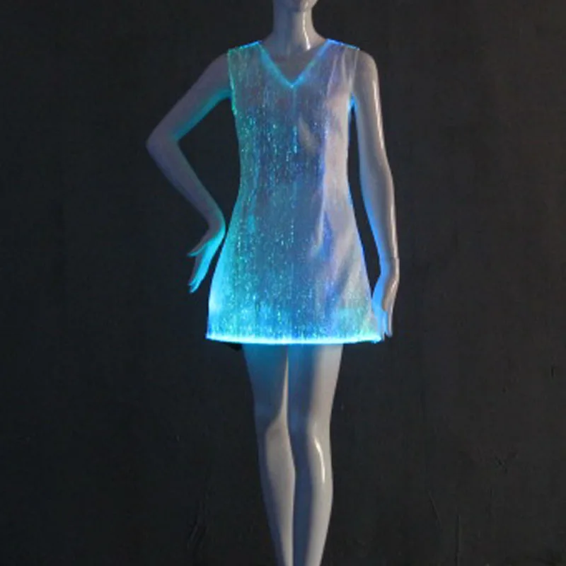 Волоконно-оптическое повседневное светодиодное платье без рукавов Повседневное платье женское светящееся платье на Хэллоуин