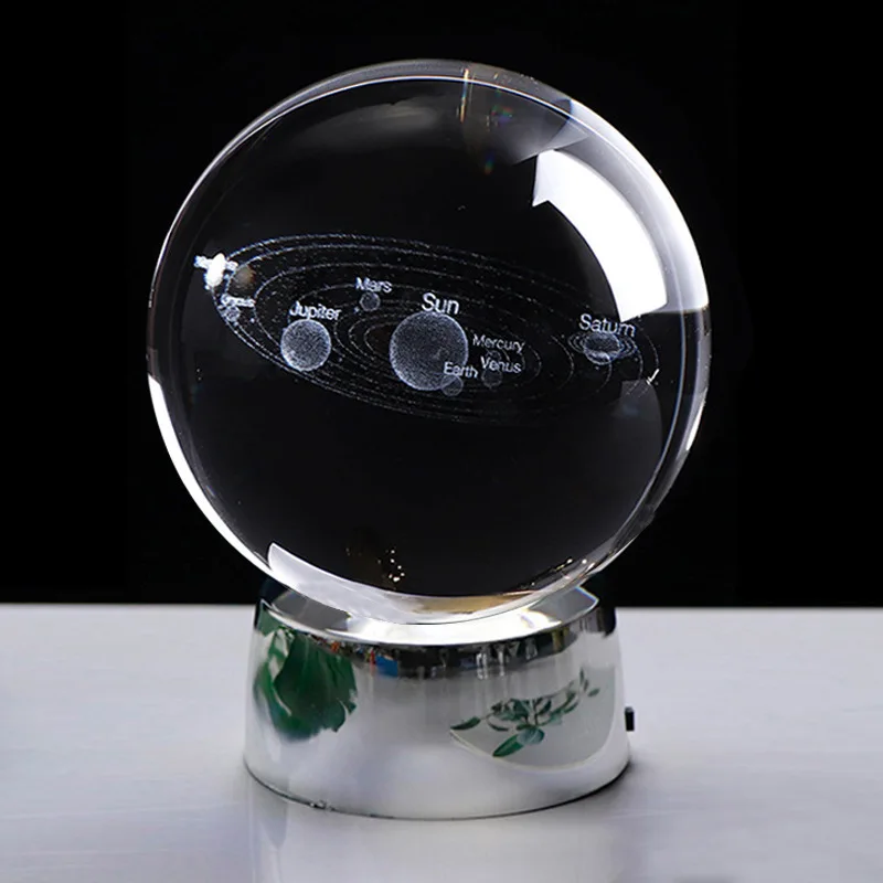 Новинка 2019 6 см 3D Солнечная система шар хрустальный светодиодный светодиодная